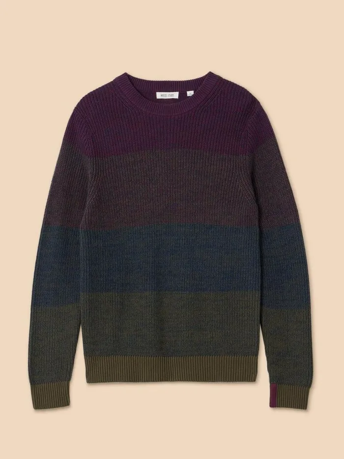 Men KNITWEAR White Stuff Twisted Colourblock Jumper Plum Multi Men KNITWEAR White Stuff Twisted Colourblock Jumper Plum Multi