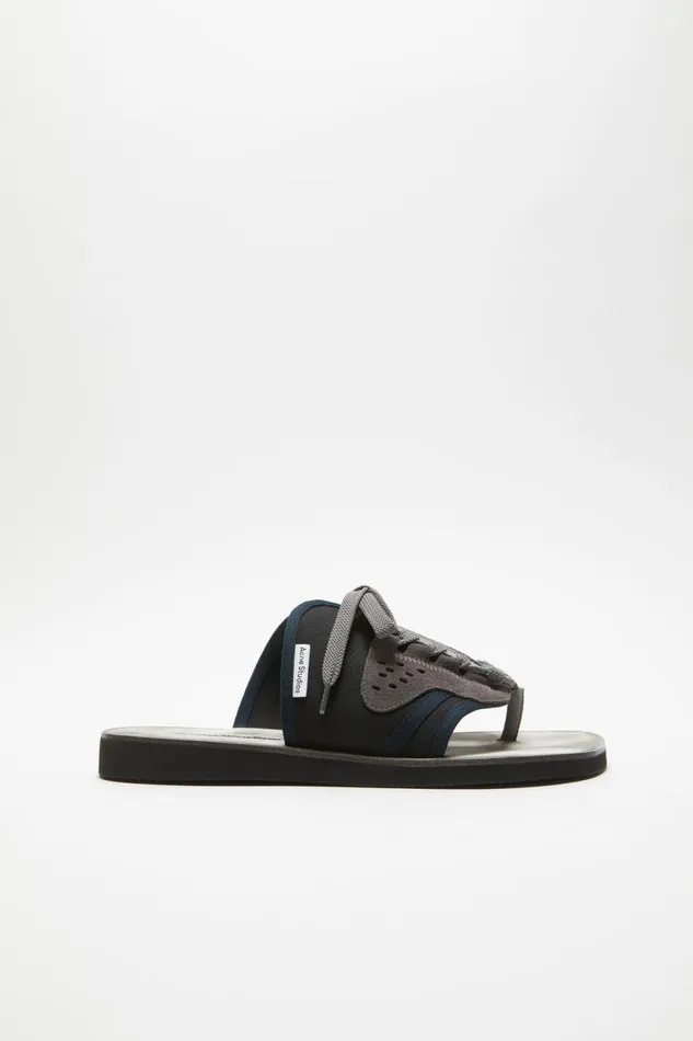 Men Laceup Leather Sandals Black Acne Studios Shoes