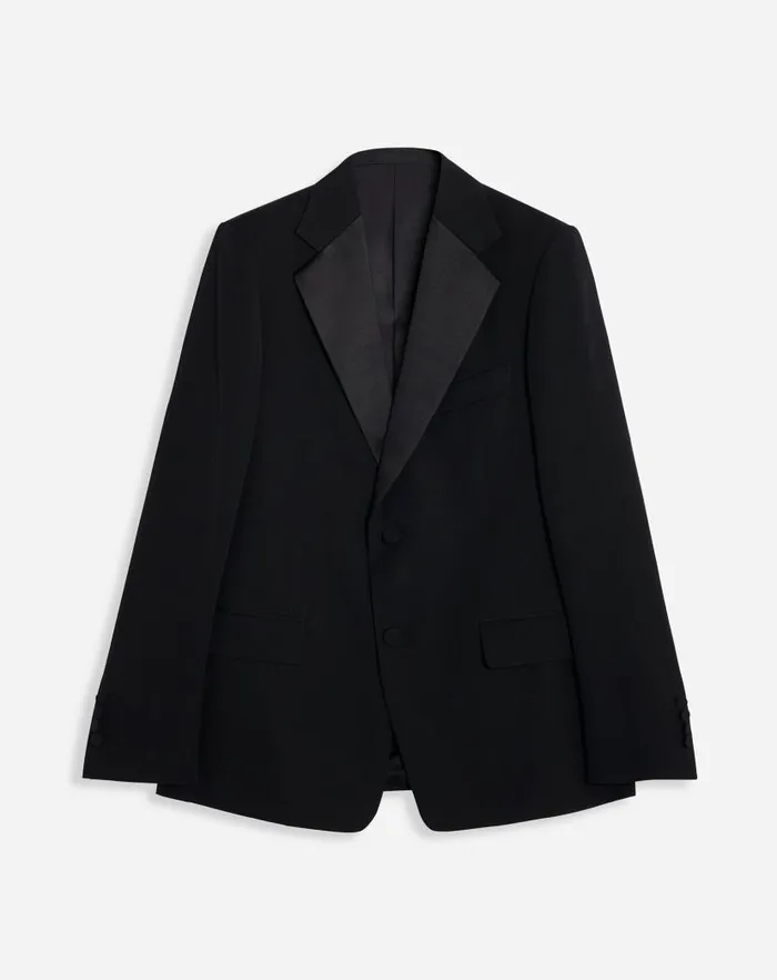 Men Lanvin Coats and Jackets Singlebreasted Flap Pockets Jacket With Satin Lapels Black
