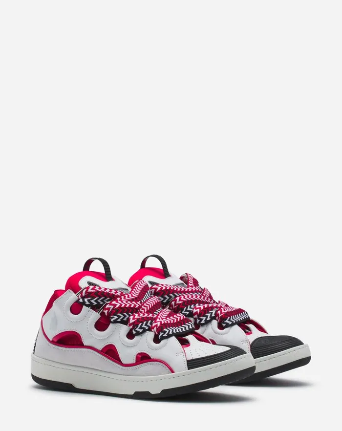 Men Lanvin Sneakers Leather Curb Sneakers Redwhite Men Lanvin Sneakers Leather Curb Sneakers Redwhite