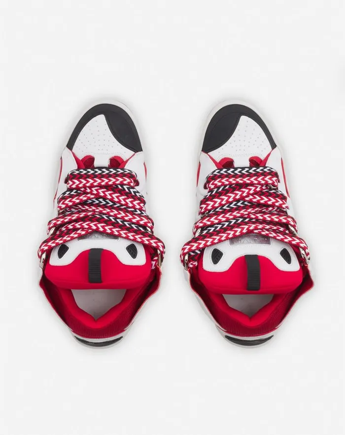 Men Lanvin Sneakers Leather Curb Sneakers Redwhite Men Lanvin Sneakers Leather Curb Sneakers Redwhite