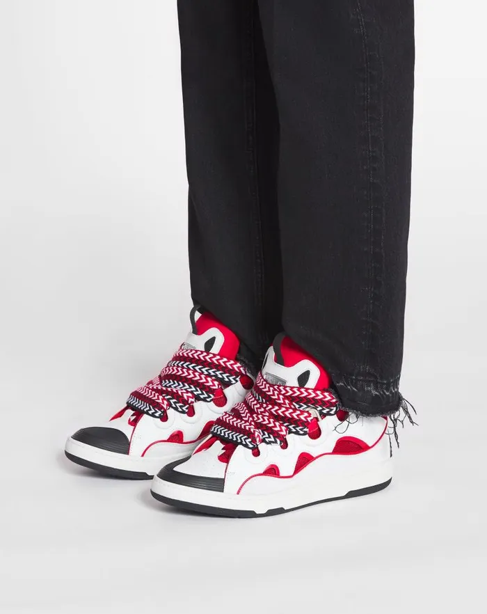 Men Lanvin Sneakers Leather Curb Sneakers Redwhite Men Lanvin Sneakers Leather Curb Sneakers Redwhite