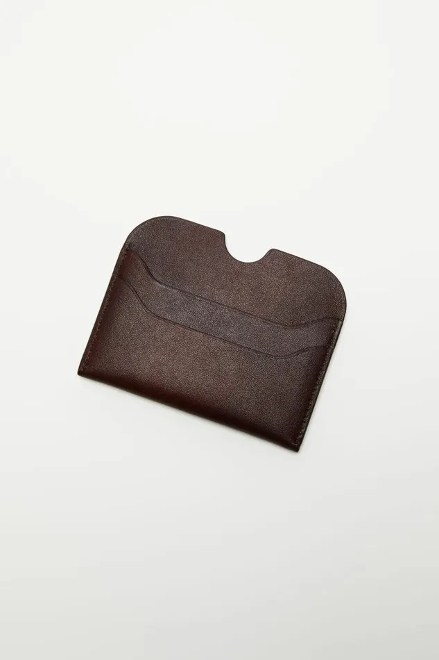 Men Leather Card Holder Dark Brown Acne Studios Small Leather Goods