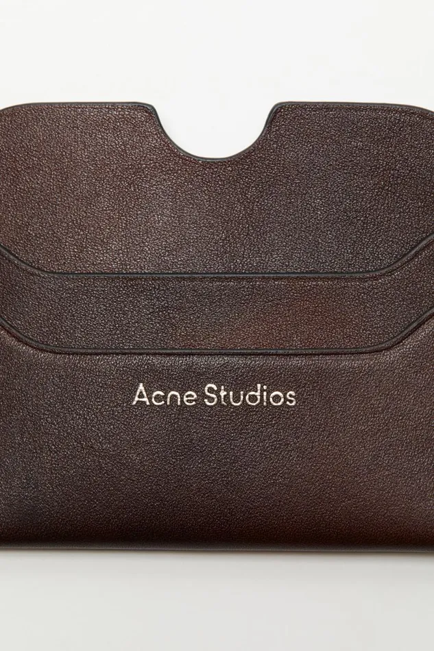 Men Leather Card Holder Dark Brown Acne Studios Small Leather Goods