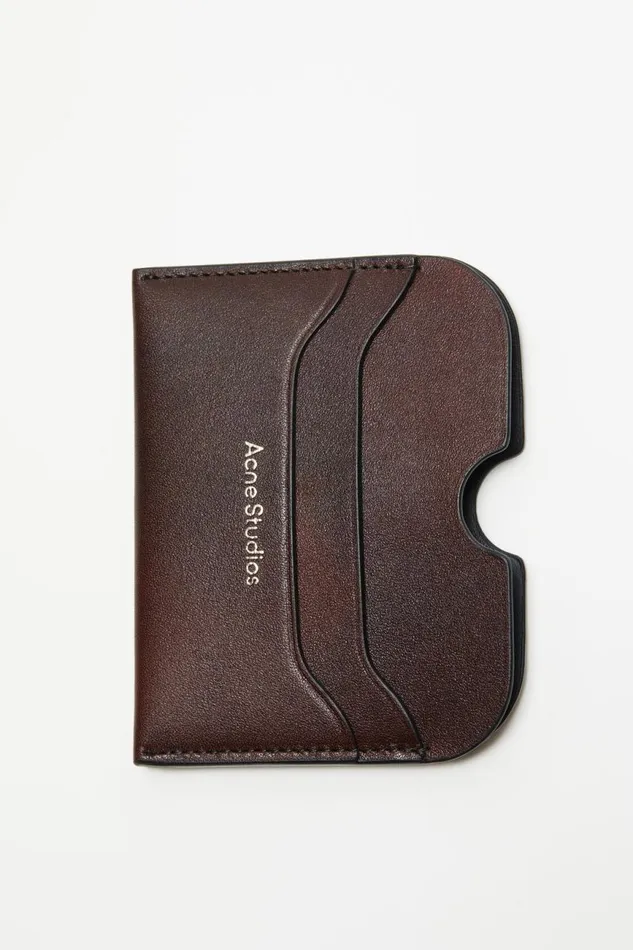Men Leather Card Holder Dark Brown Acne Studios Small Leather Goods
