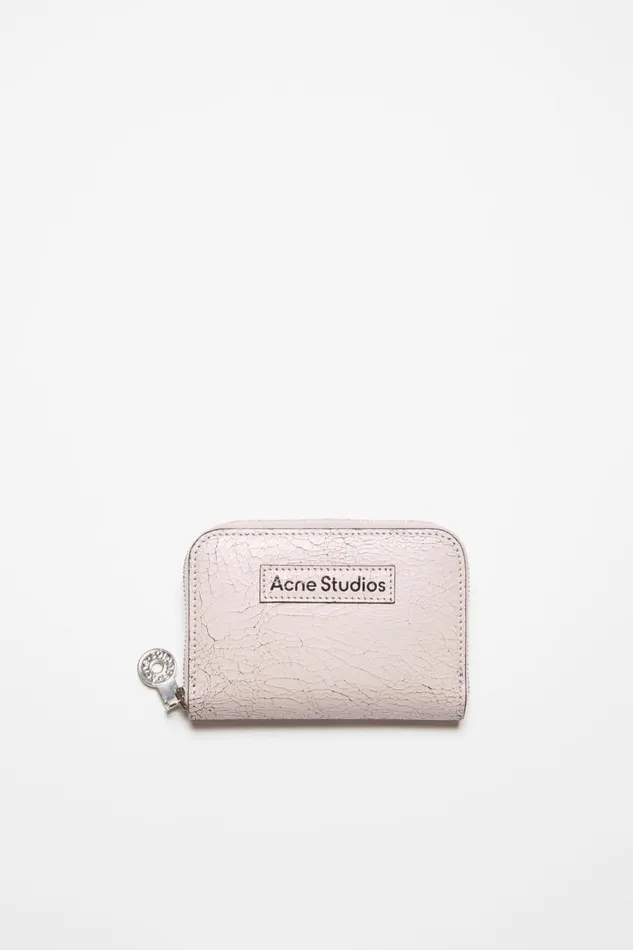 Men Leather Zip Wallet Pastel Pink Acne Studios Small Leather Goods
