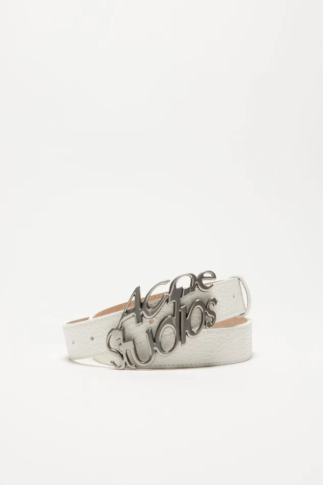 Men Logo Buckle Belt White Acne Studios Belts