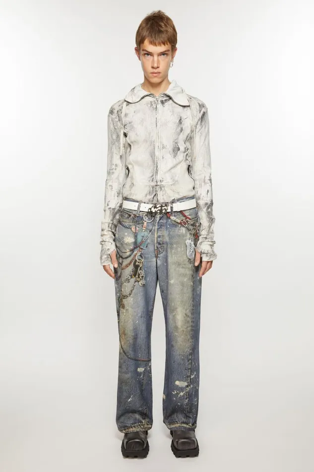 Men Logo Buckle Belt White Acne Studios Belts