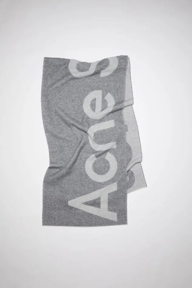 Men Logo Jacquard Scarf Grey Acne Studios Scarves