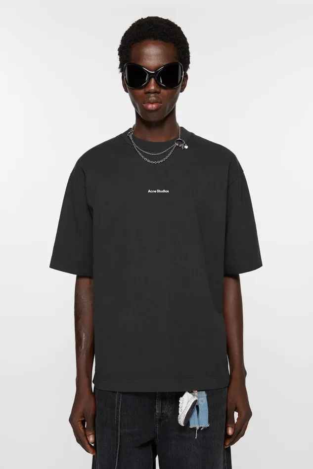 Men Logo Tshirt Black Acne Studios Tshirts