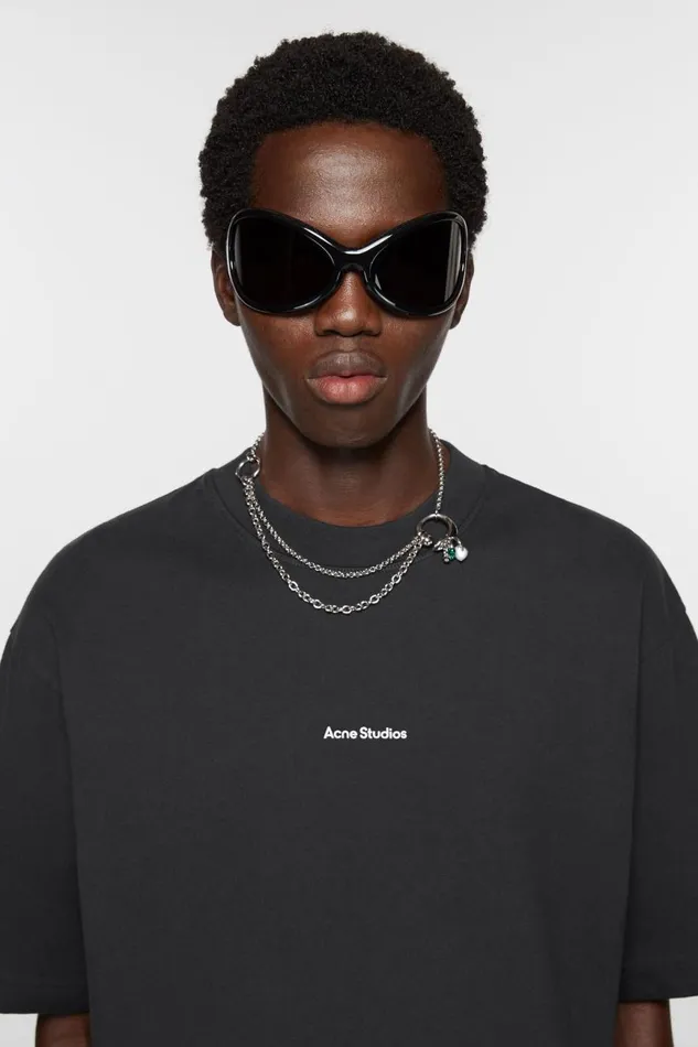 Men Logo Tshirt Black Acne Studios Tshirts