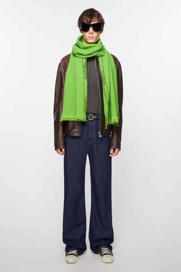 Men Logo Tape Scarf Green Acne Studios Scarves