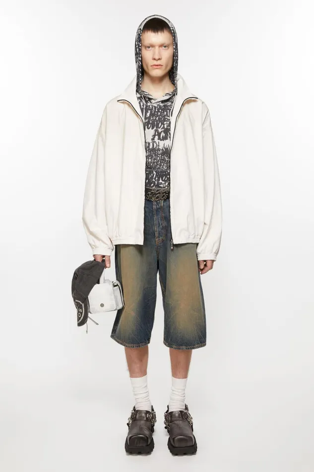 Men Logo Zipper Jacket Dusty White Acne Studios Outerwear