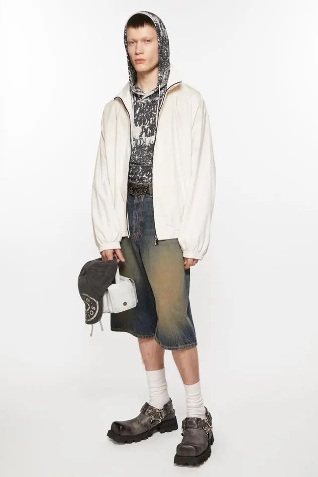 Men Logo Zipper Jacket Dusty White Acne Studios Outerwear