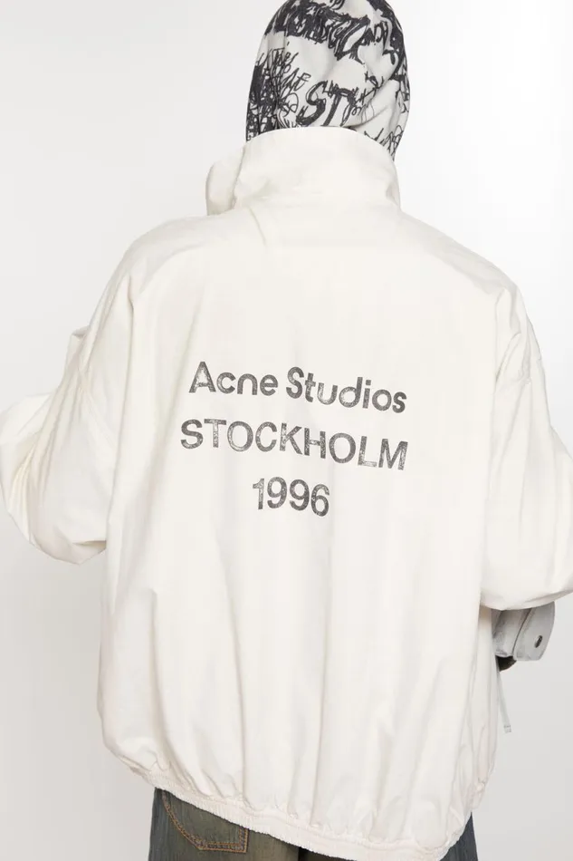 Men Logo Zipper Jacket Dusty White Acne Studios Outerwear