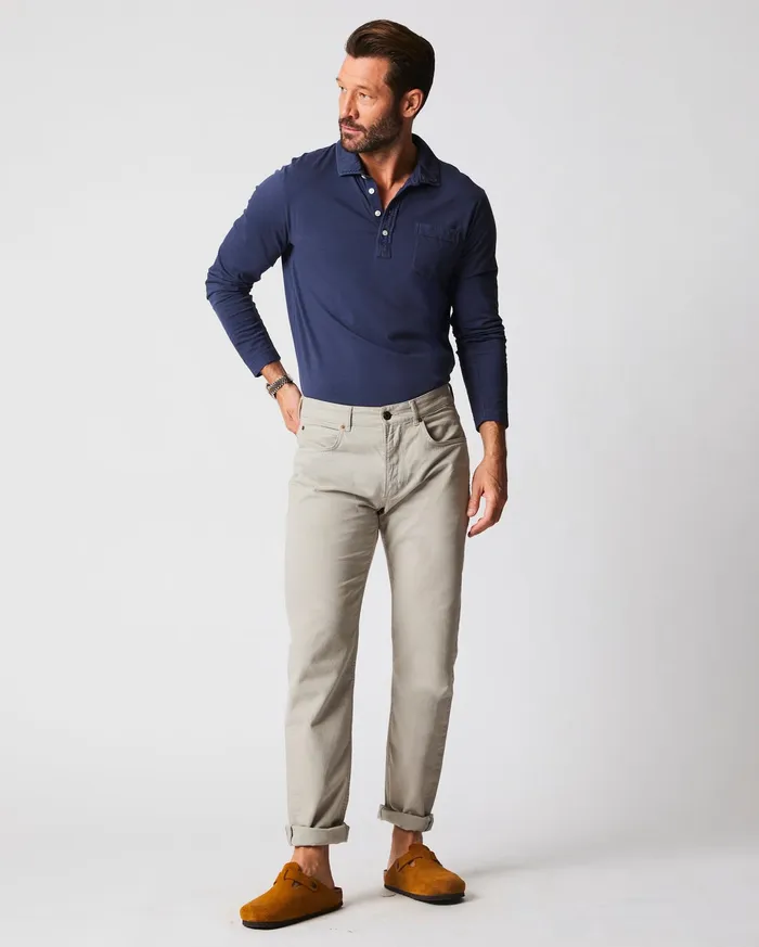 Men Long Sleeve Pensacola Polo Navy Billy Reid Polos Tees and Henleys