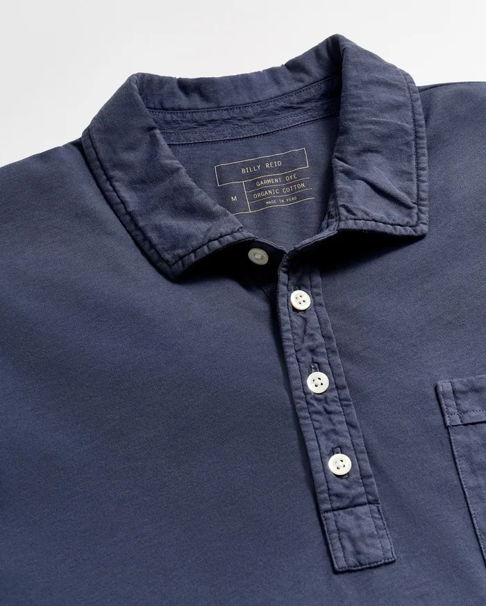 Men Long Sleeve Pensacola Polo Navy Billy Reid Polos Tees and Henleys