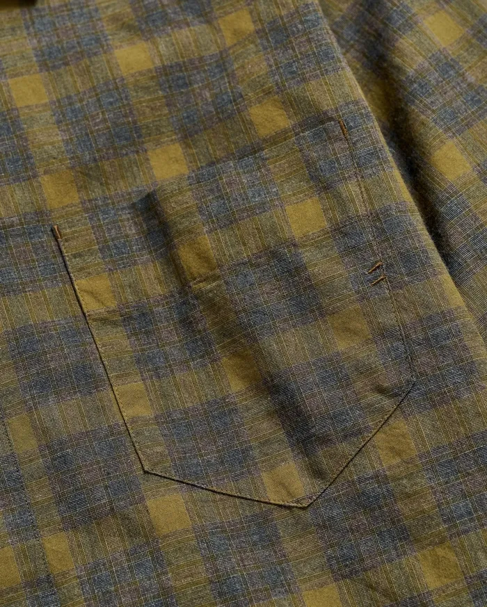 Men Melange Shadow Plaid Tuscumbia Shirt Greyolive Billy Reid Shirting