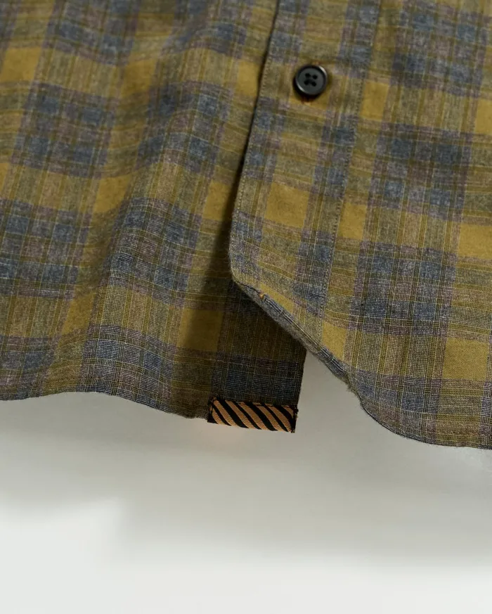 Men Melange Shadow Plaid Tuscumbia Shirt Greyolive Billy Reid Shirting
