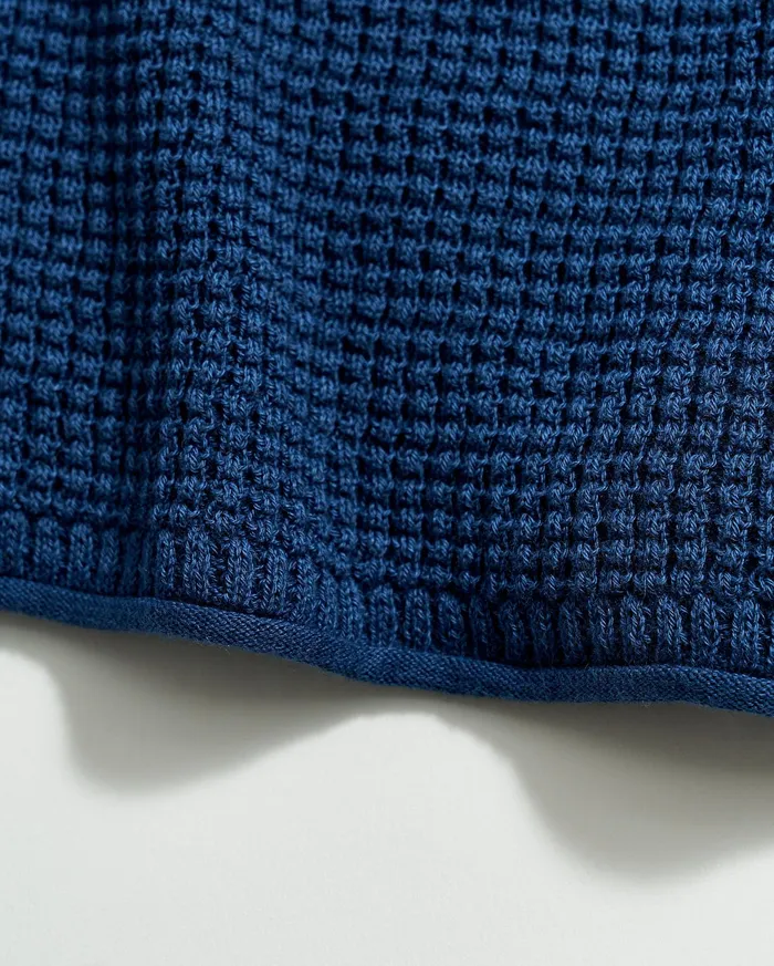 Men Mini Waffle Crew Denim Blue Billy Reid Sweaters and Sweatshirts