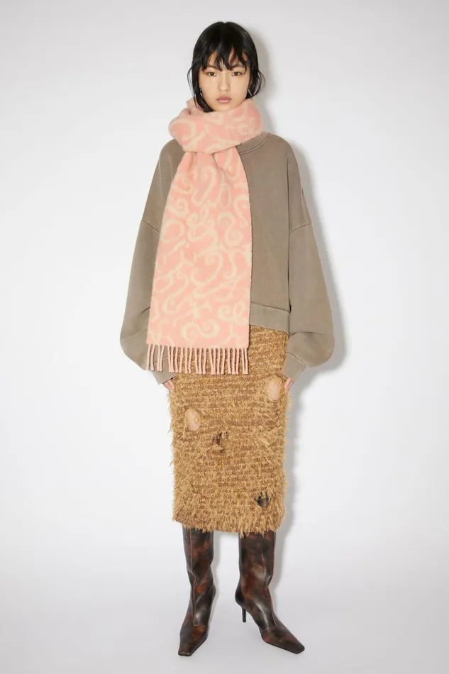 Men Monogram Jacquard Scarf Pinklight Pink Acne Studios Scarves