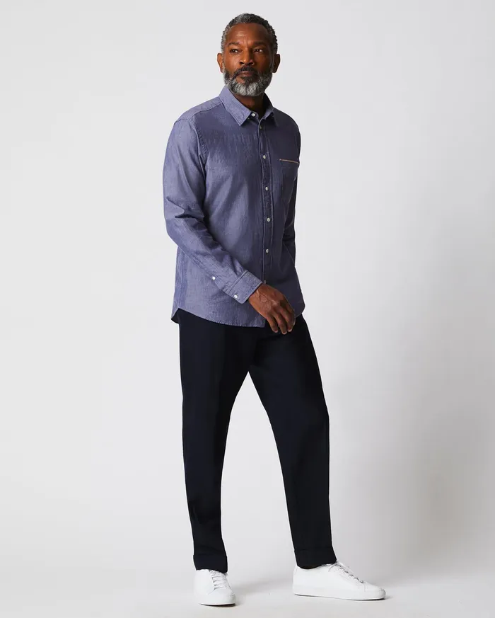 Men Msl 1Pocket Shirt Blue Billy Reid Shirting