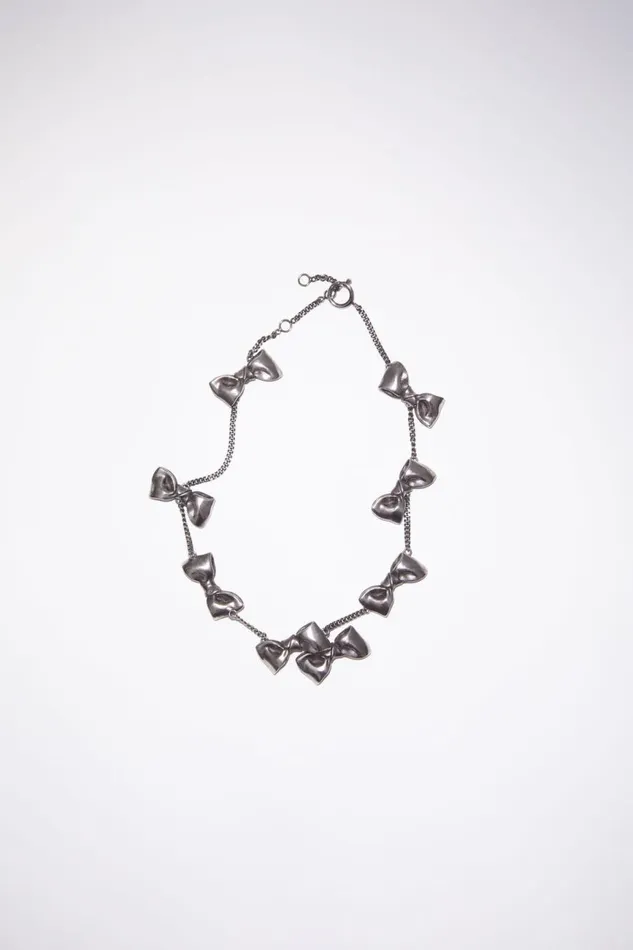 Men Multi Bow Necklace Antique Silver Acne Studios Jewellery