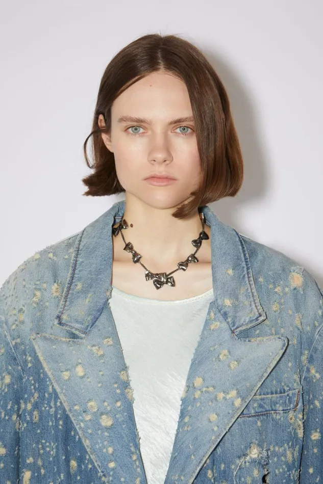 Men Multi Bow Necklace Antique Silver Acne Studios Jewellery