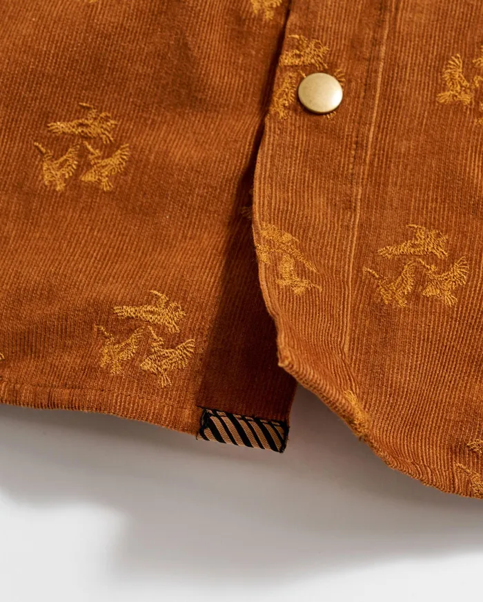 Men Pelican Cord Western Snap Front Shirt Billy039s Brown Billy Reid Shirting