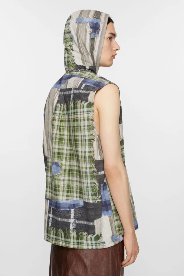 Men Print Hooded Jacket Green Multi Acne Studios Shirts