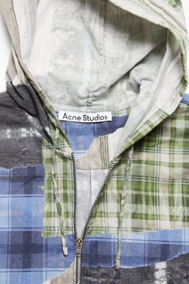 Men Print Hooded Jacket Green Multi Acne Studios Shirts