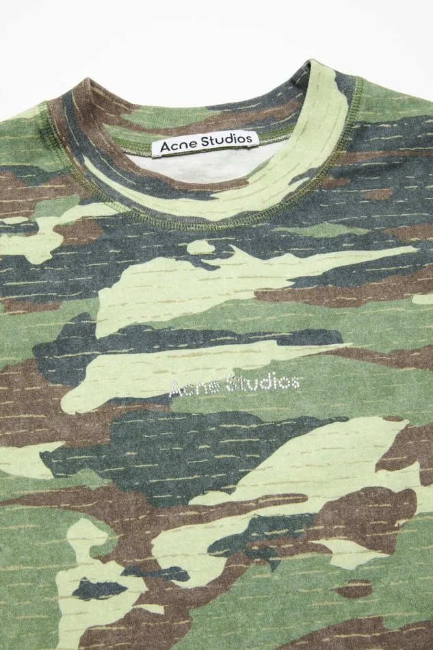Men Print Logo Tshirt Khaki Green Acne Studios Tshirts