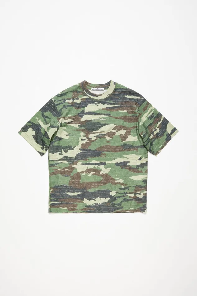 Men Print Logo Tshirt Khaki Green Acne Studios Tshirts