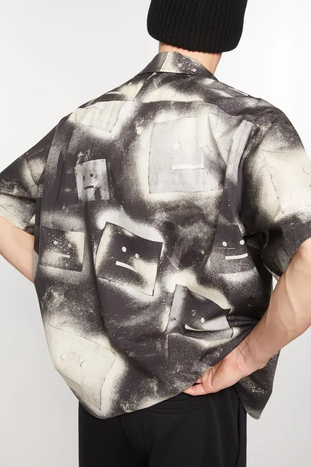 Men Printed Buttonup Shirt Blackwhite Acne Studios Shirts