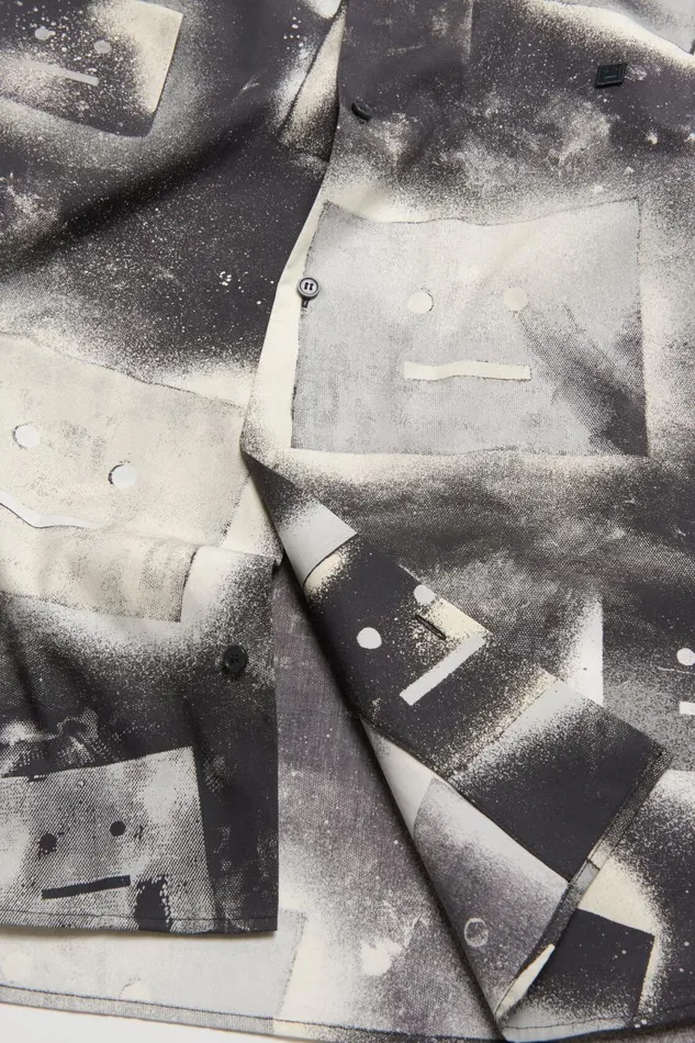 Men Printed Buttonup Shirt Blackwhite Acne Studios Shirts