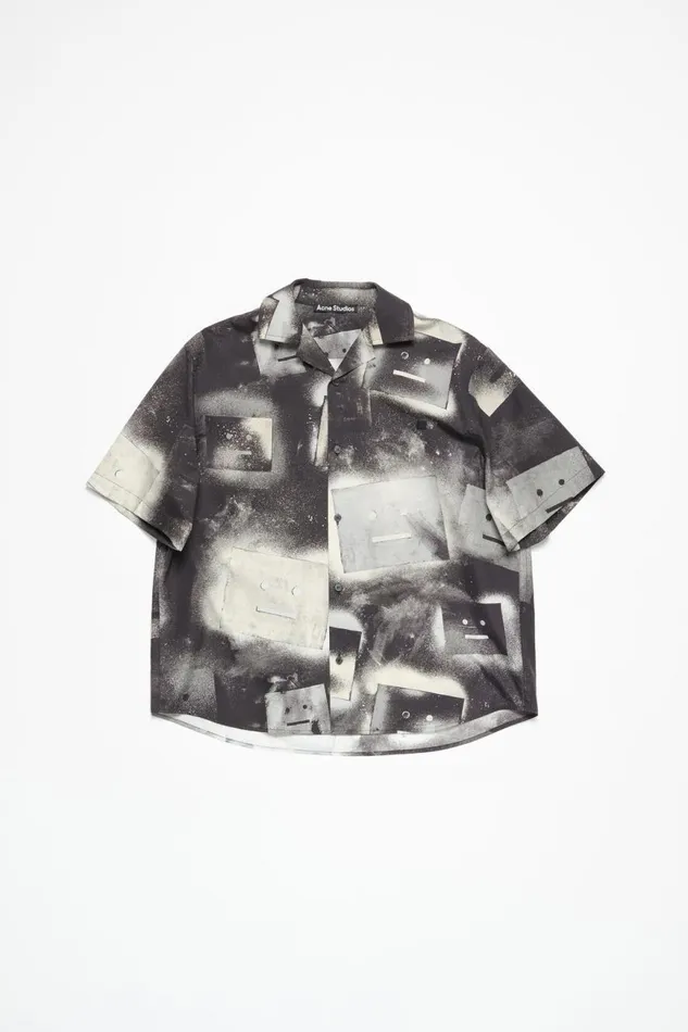 Men Printed Buttonup Shirt Blackwhite Acne Studios Shirts
