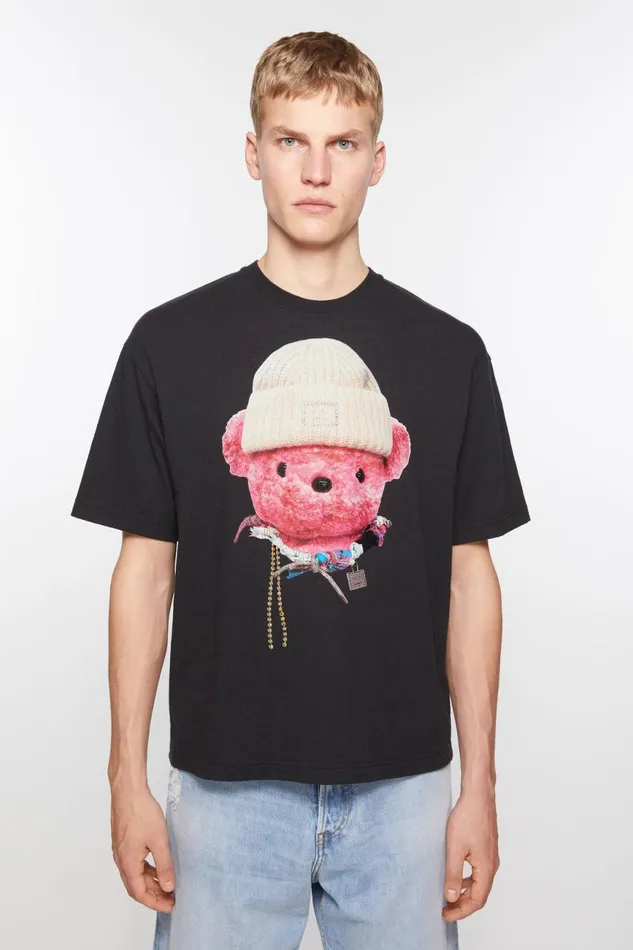 Men Printed Tshirt 8211 Relaxed Fit Black Acne Studios Tshirts