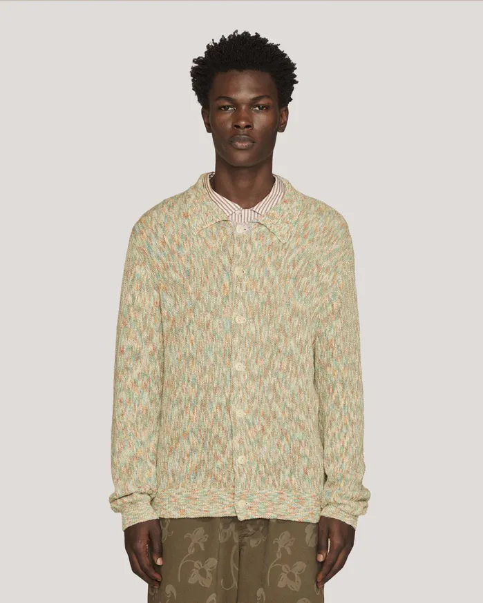 Men Rat Pack Cardigan Multi YMC Knitwear