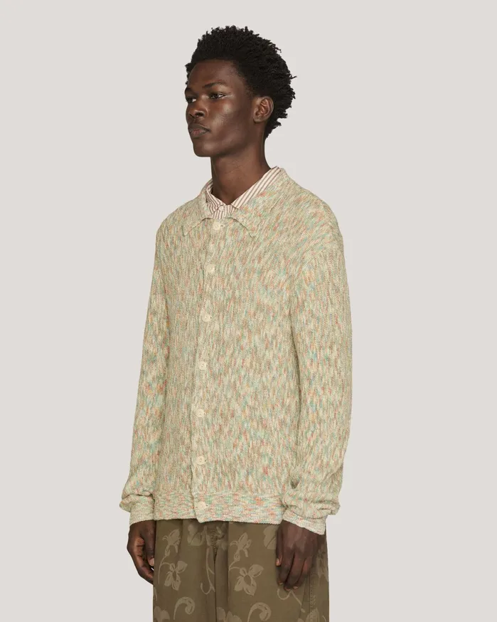 Men Rat Pack Cardigan Multi YMC Knitwear