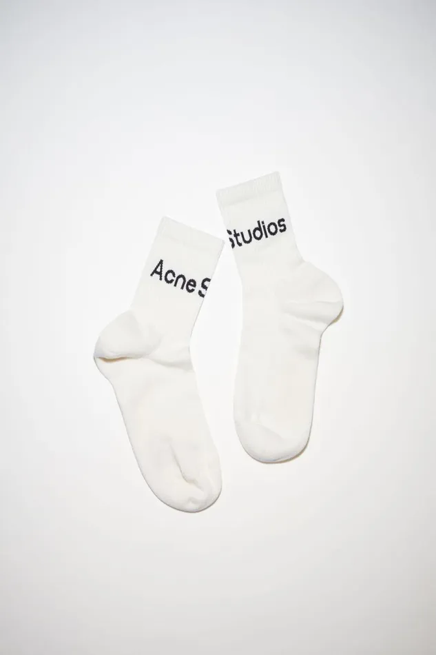 Men Ribbed Logo Socks Blackwhite Acne Studios Socks