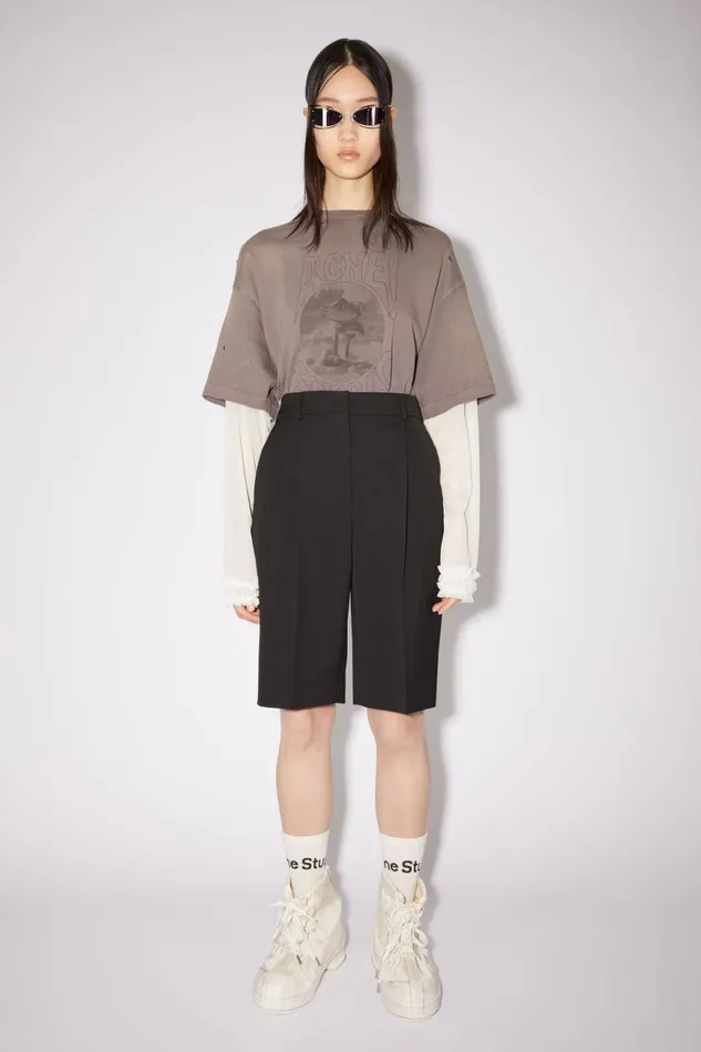Men Ribbed Logo Socks Blackwhite Acne Studios Socks