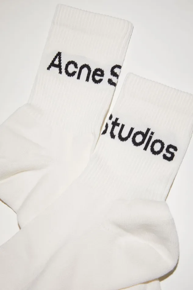 Men Ribbed Logo Socks Blackwhite Acne Studios Socks