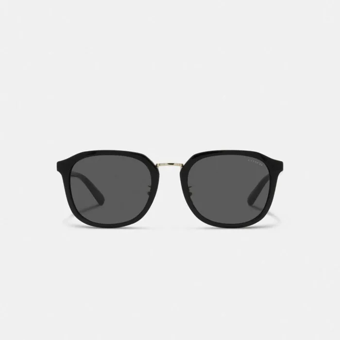 Men Rounded Geometric Sunglasses Black Coach Sunglasses