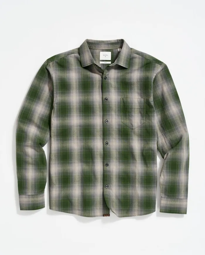 Men Shadow Plaid Tuscumbia Shirt Greengrey Billy Reid Shirting