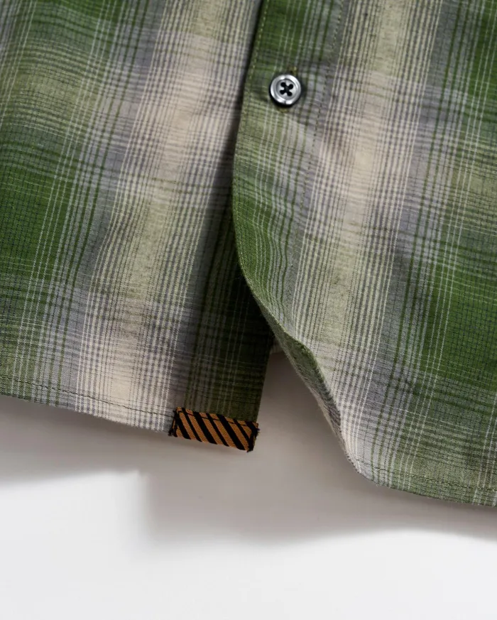 Men Shadow Plaid Tuscumbia Shirt Greengrey Billy Reid Shirting
