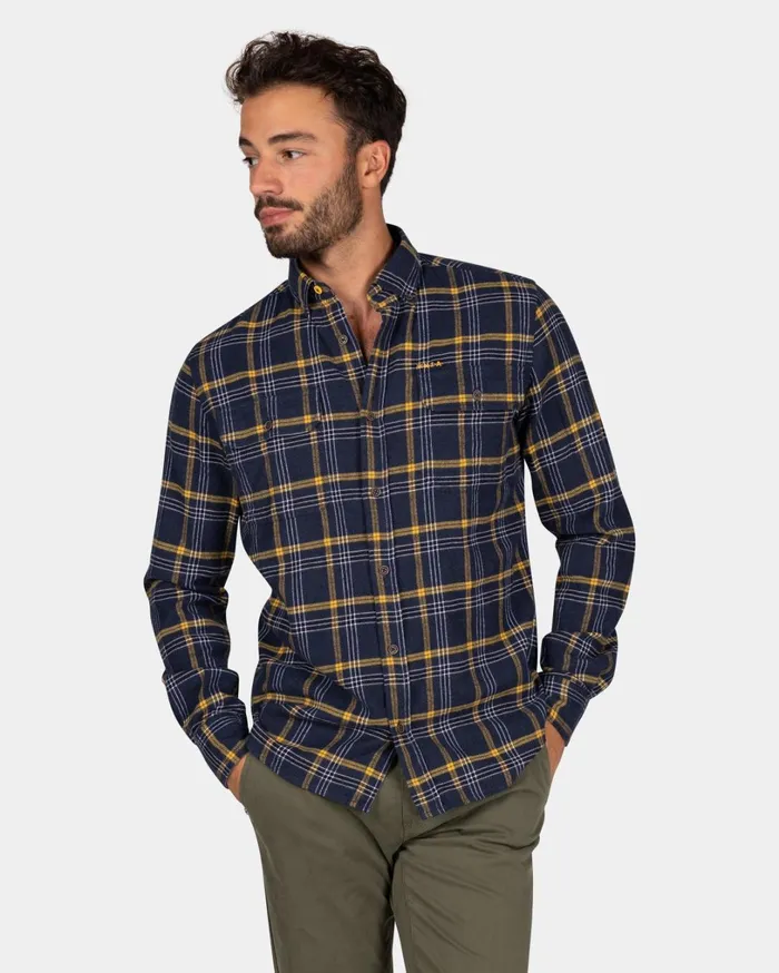 Men Shirts NZA New Zealand Auckland Blue And Yellow Checkered Flannel Shirt 8211 Tin Blue Men Shirts NZA New Zealand Auckland Blue And Yellow Checkered Flannel Shirt 8211 Tin Blue