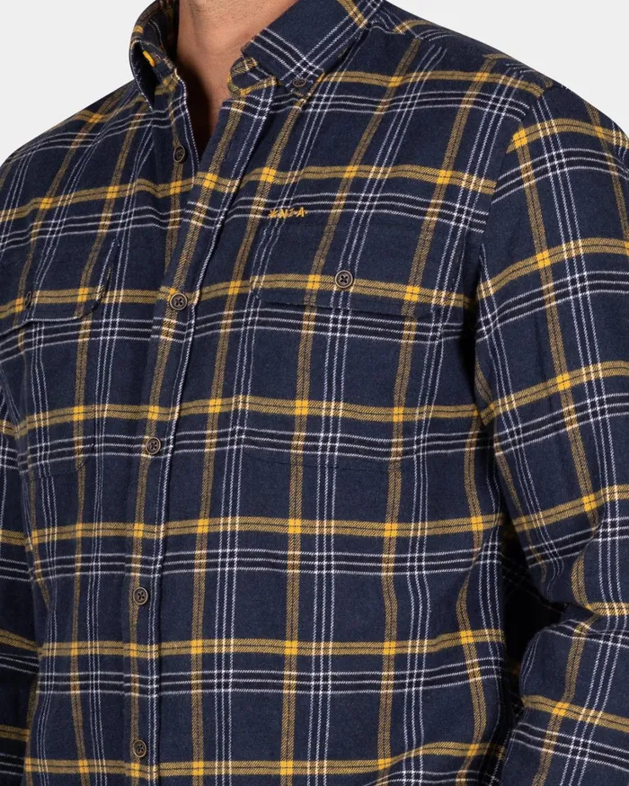 Men Shirts NZA New Zealand Auckland Blue And Yellow Checkered Flannel Shirt 8211 Tin Blue Men Shirts NZA New Zealand Auckland Blue And Yellow Checkered Flannel Shirt 8211 Tin Blue