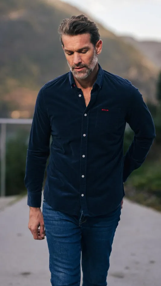 Men Shirts NZA New Zealand Auckland Dark Blue Stretch Cotton Shirt 8211 Winter Navy