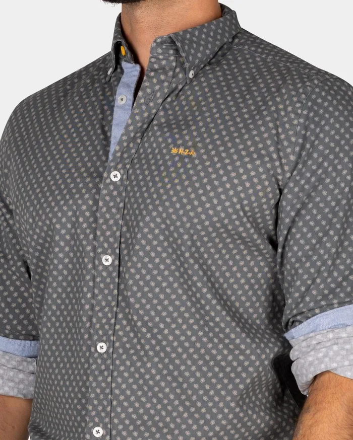 Men Shirts NZA New Zealand Auckland Dark Grey Shirt With White Dots 8211 Ash Grey