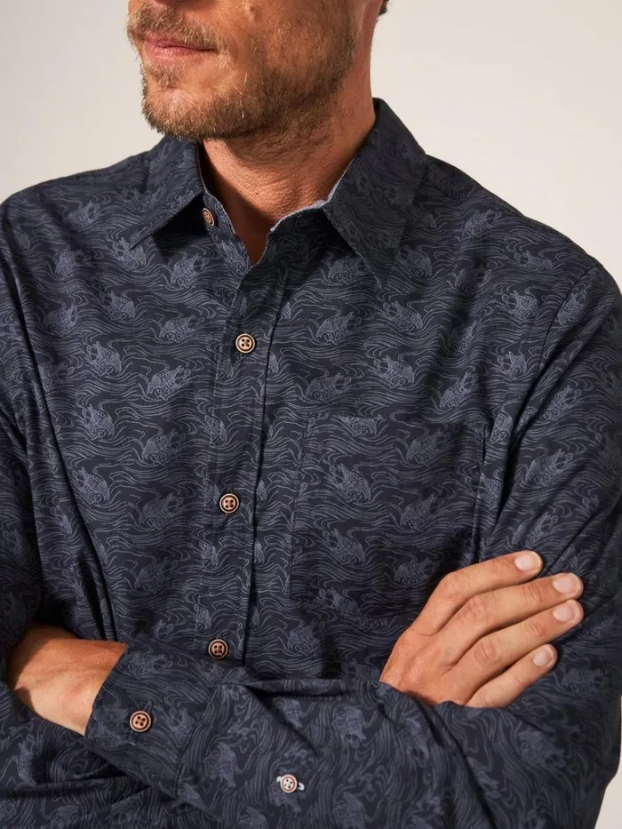 Men SHIRTS White Stuff Duck Printed Shirt Dark Navy Men SHIRTS White Stuff Duck Printed Shirt Dark Navy